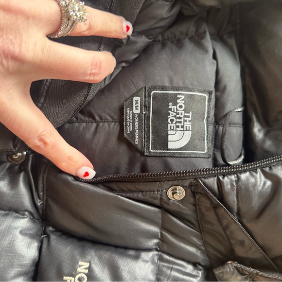 The North Face 600 Down Metropolis Puffer Parka Jacket Womens BLK Hooded medium - Picture 6 of 10